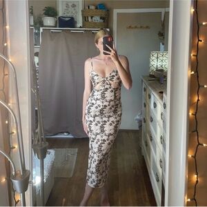 Shein floral cut out midi dress